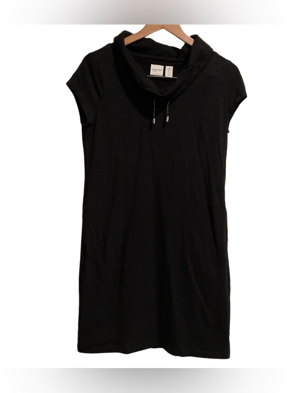 Chico's Zenergy Tanya Dress‎ Cowl Neck Black Short Sleeve